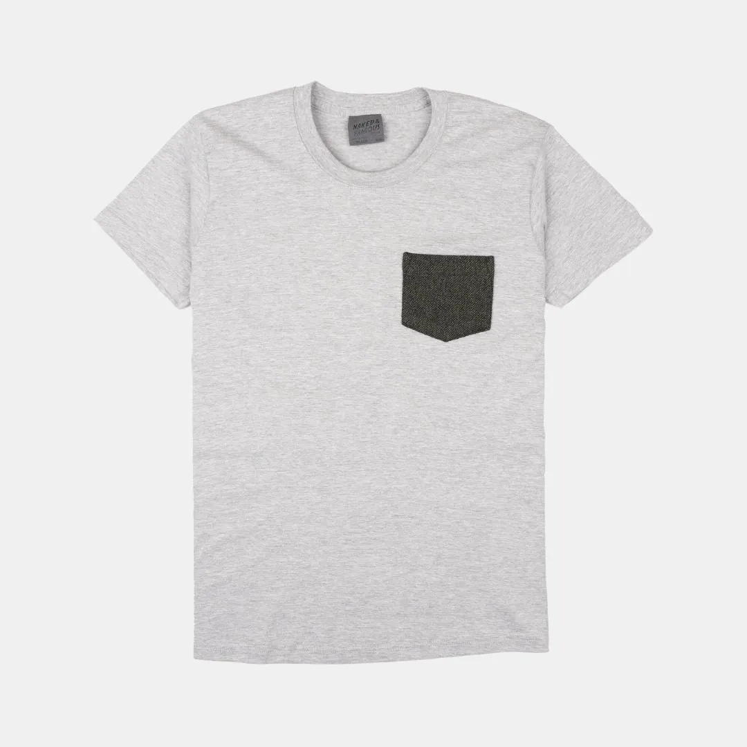 Pocket Tee (Heather Grey   Triple Yarn Twist Brushed Flannel Forest Green)