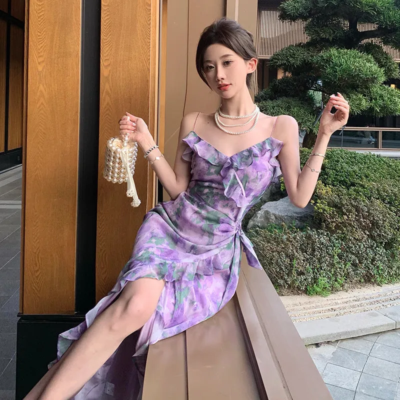 Purple Summer New Mermaid Flora Dress with Slit 778