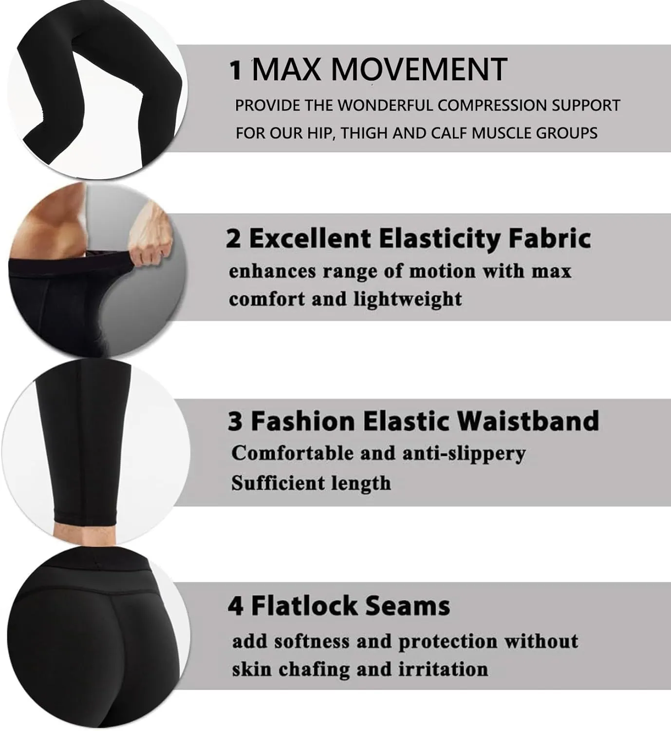 Queerier Mens Compression Pants Cool Dry Workout Leggings Athletic Sports Base Layer Bottoms Running Tights