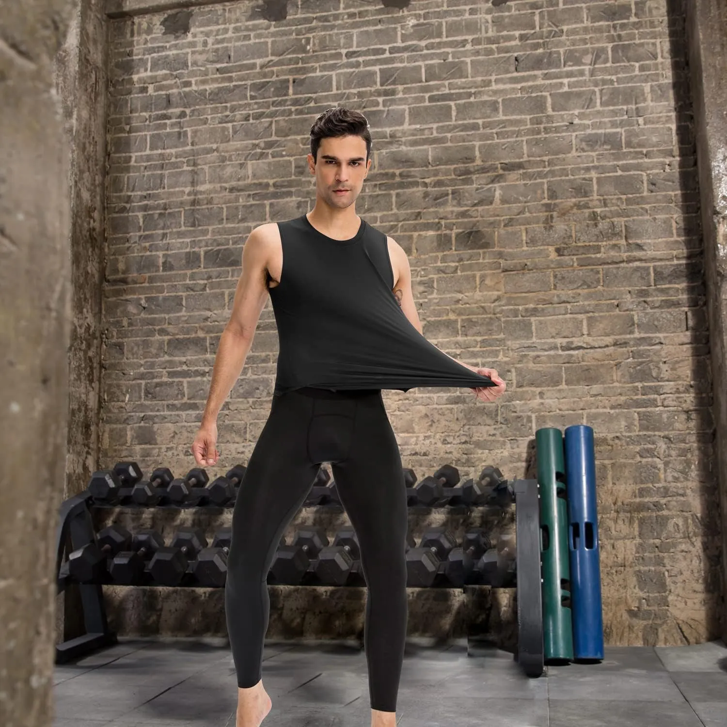 Queerier Mens Compression Pants Cool Dry Workout Leggings Athletic Sports Base Layer Bottoms Running Tights
