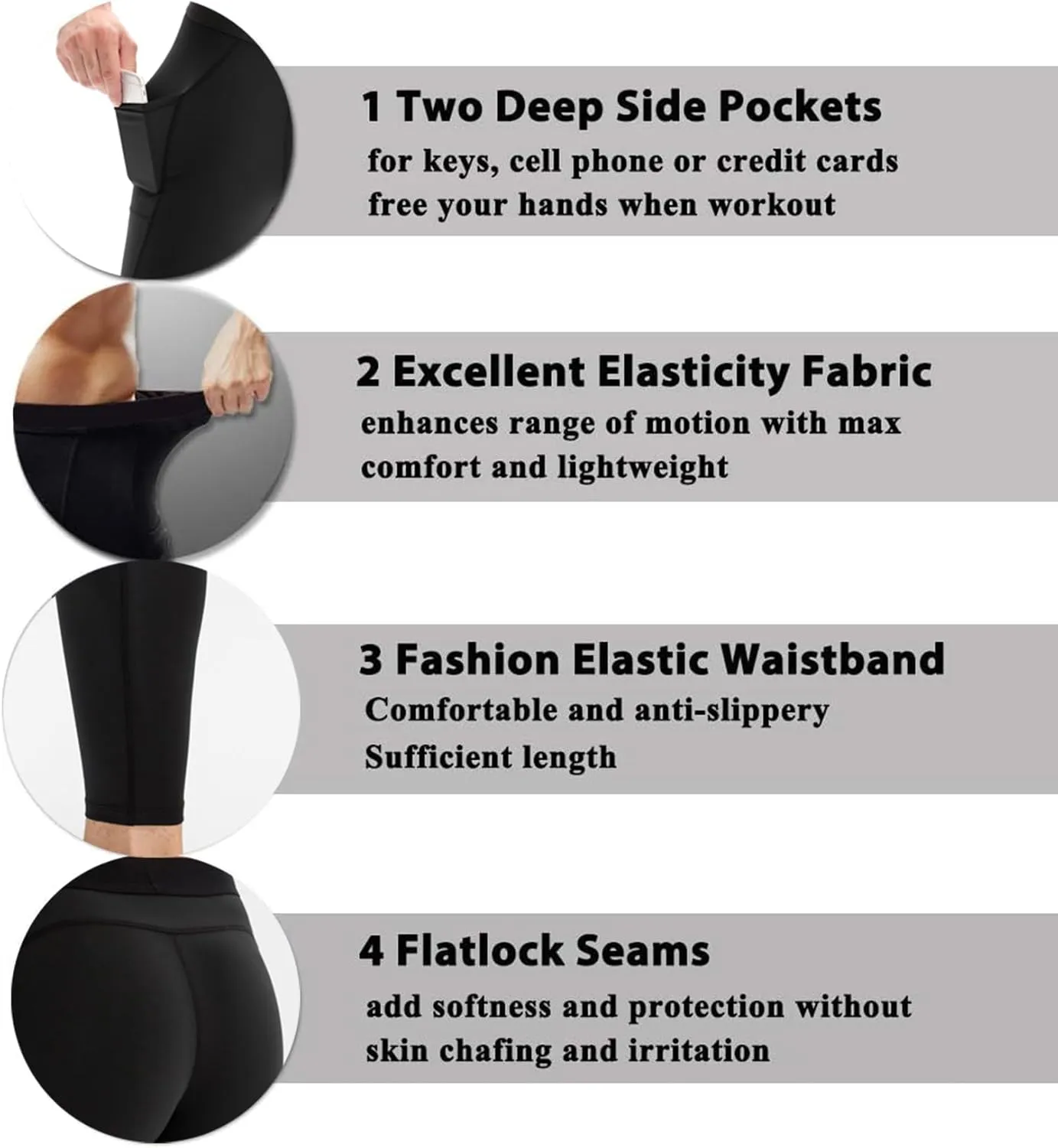 Queerier Mens Compression Pants Cool Dry Workout Leggings Athletic Sports Base Layer Bottoms Running Tights