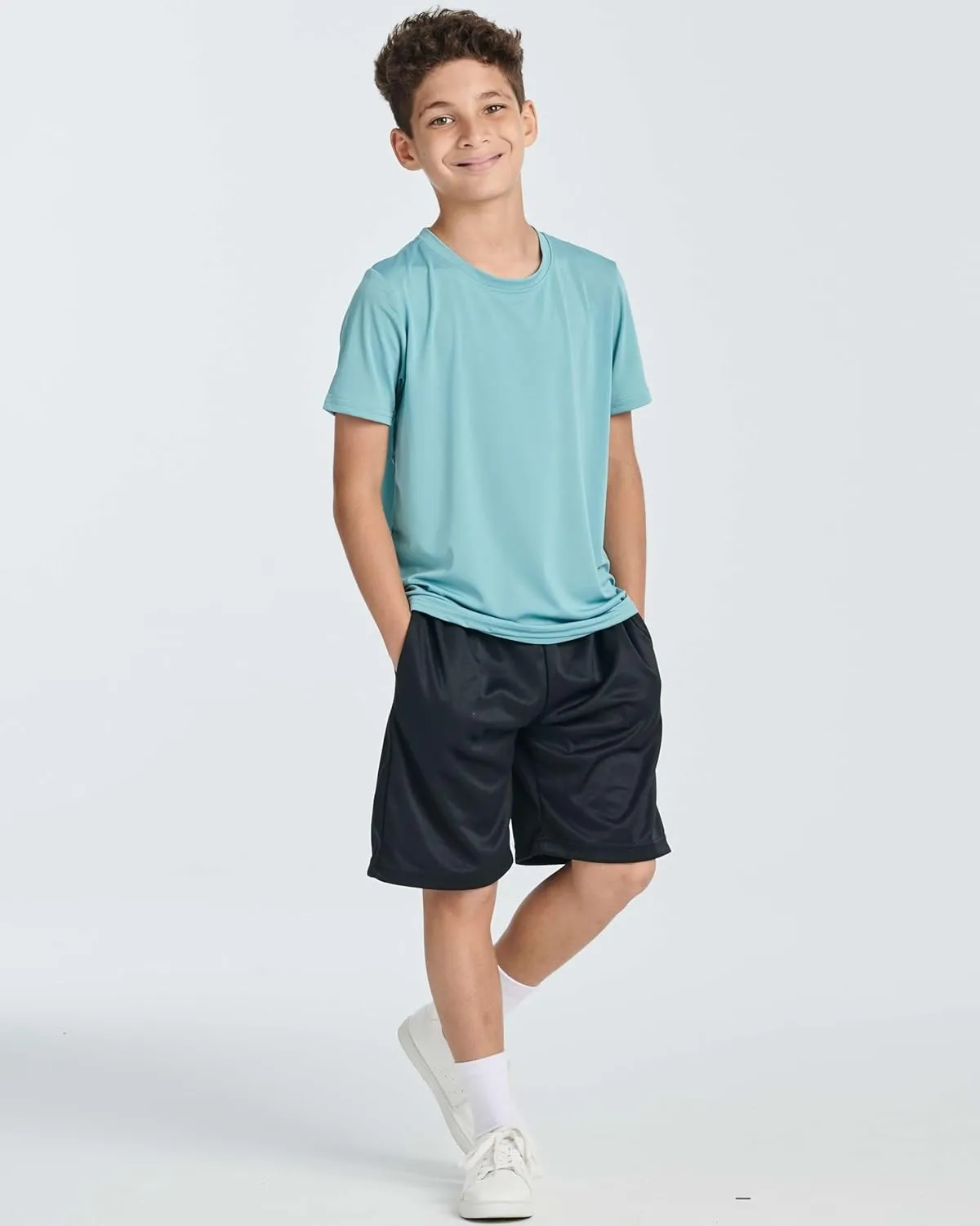 Real Essentials 5 Pack: Boys' Athletic Basketball Shorts with Pockets - Youth Activewear (Ages 4-18)