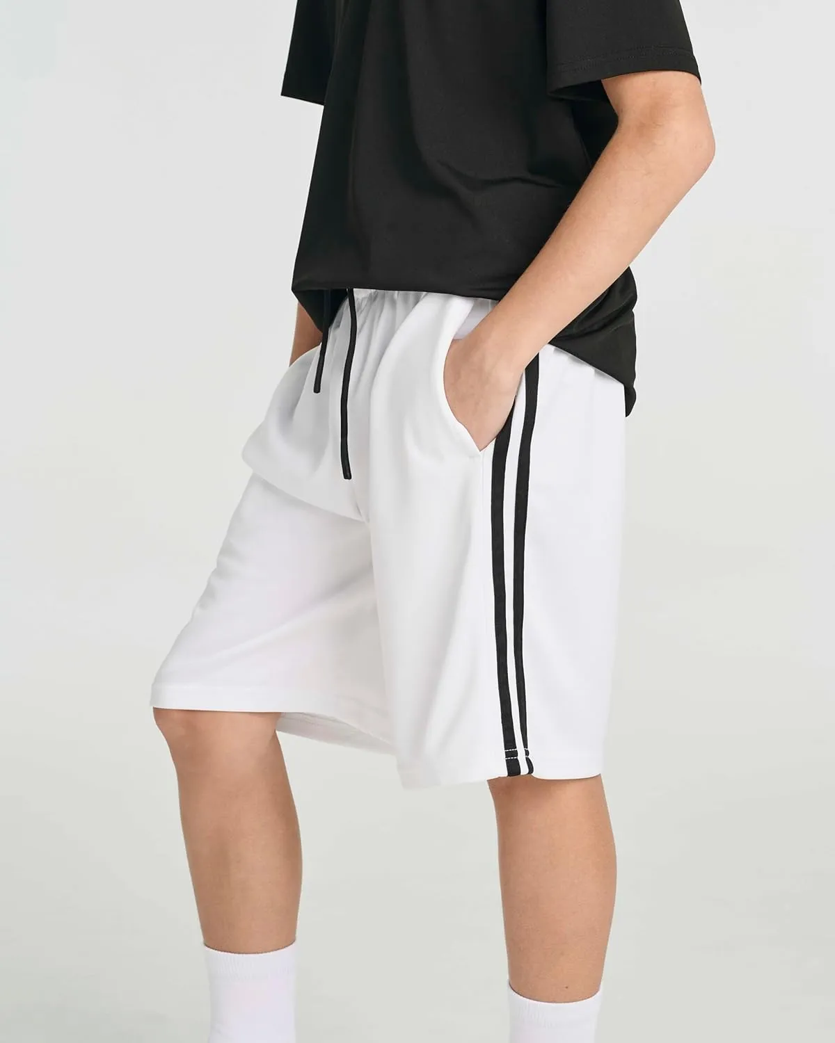 Real Essentials 5 Pack: Boys' Athletic Basketball Shorts with Pockets - Youth Activewear (Ages 4-18)