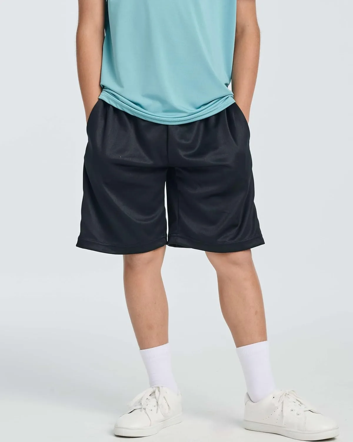 Real Essentials 5 Pack: Boys' Athletic Basketball Shorts with Pockets - Youth Activewear (Ages 4-18)