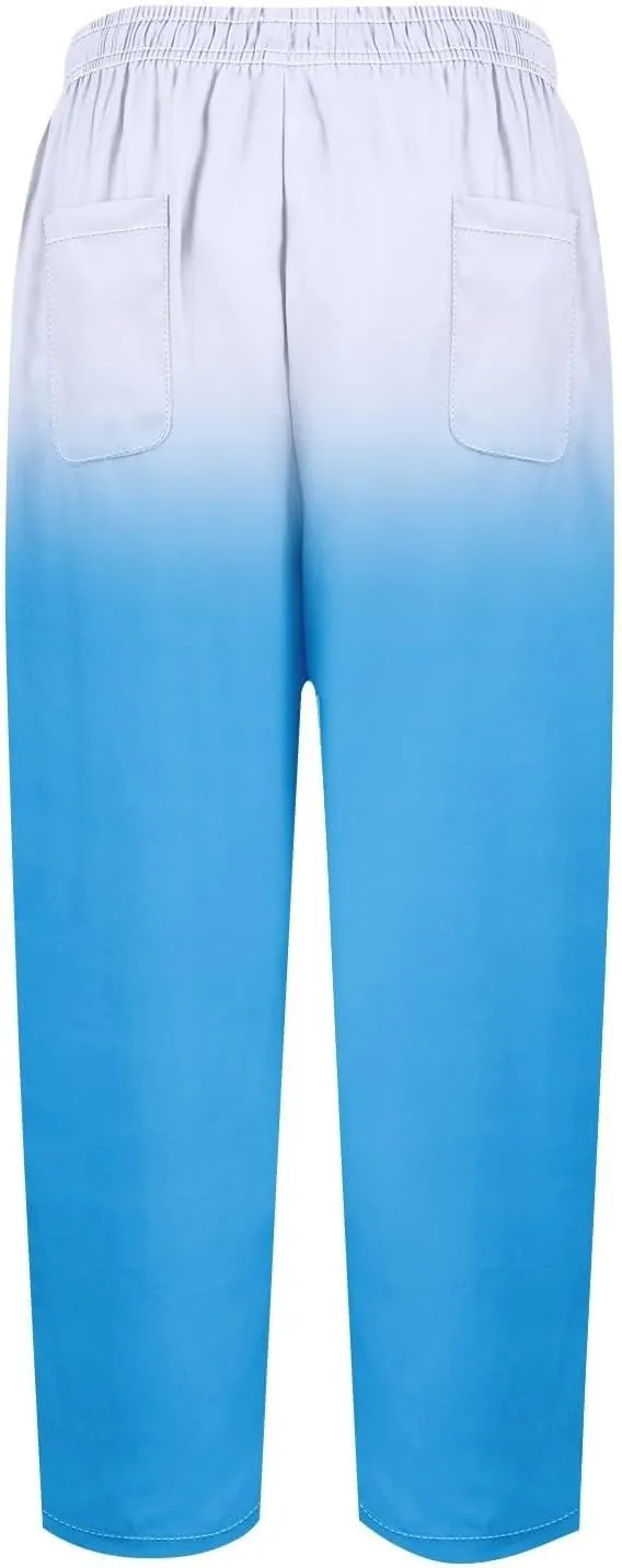 Resort Wear for Women 2025 Cotton Linen Elastic Seven Pants Beach Casual Pants Linen Casual Beach Long Pants
