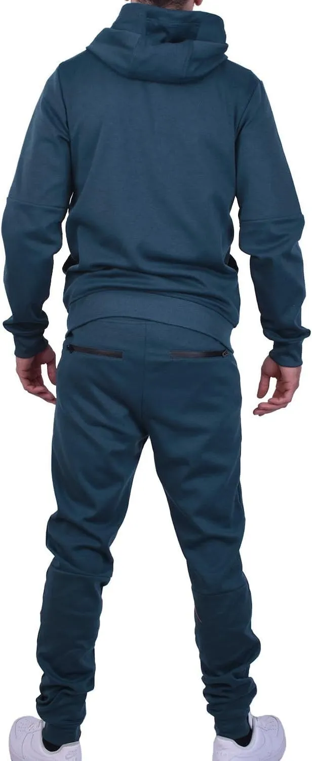 Riflessi Men's Athletic Sports Casual 2 Piece Solid Color Tracksuit Hoodie Jogger Pants Sweatsuit Set