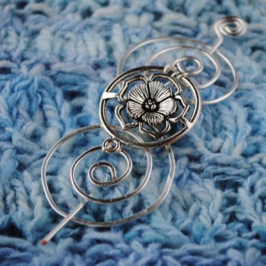 Sassenach English Rose Shawl Pin - Charmed Silver