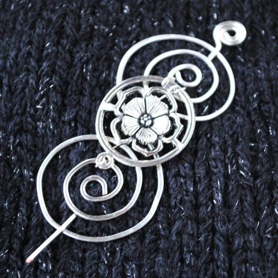 Sassenach English Rose Shawl Pin - Charmed Silver