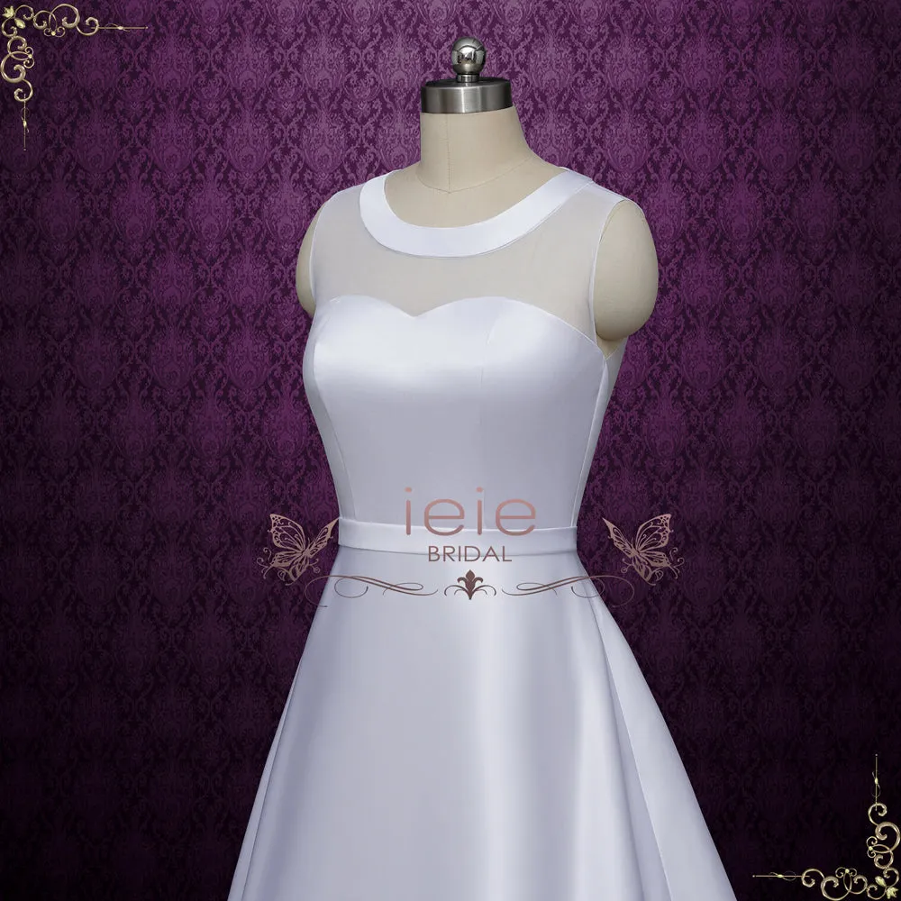 Satin A-line Wedding Dress with Illusion Back | AYAT
