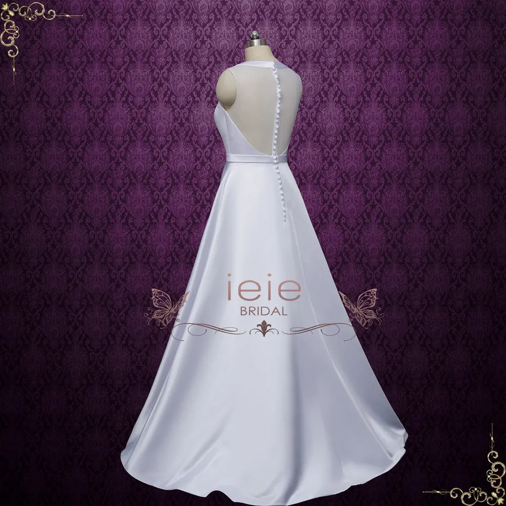 Satin A-line Wedding Dress with Illusion Back | AYAT