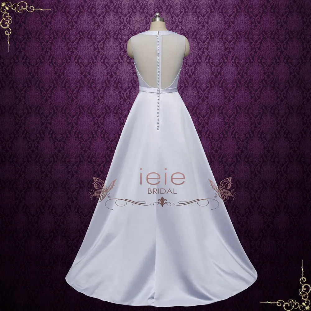 Satin A-line Wedding Dress with Illusion Back | AYAT