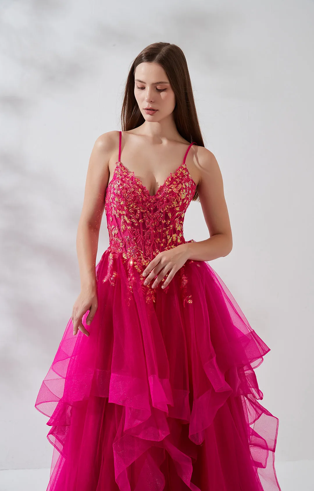 Semi-Sheer Halter Sequins Irregular Puffy Hem Dresses