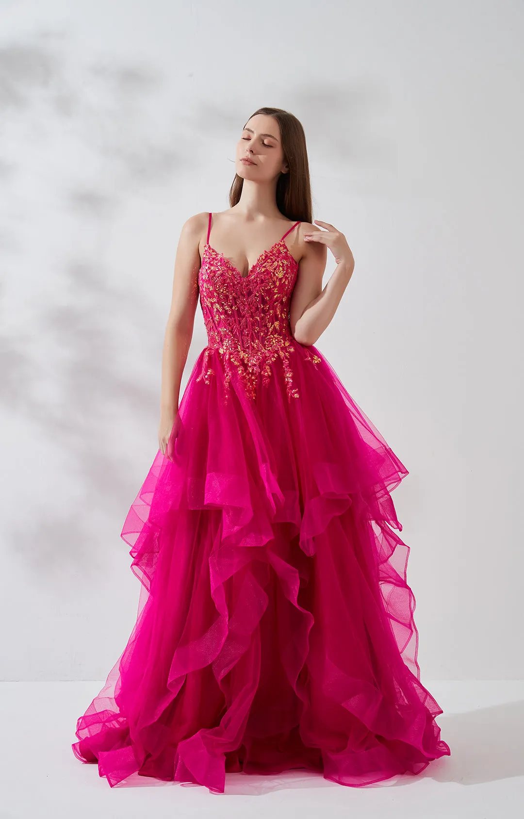 Semi-Sheer Halter Sequins Irregular Puffy Hem Dresses