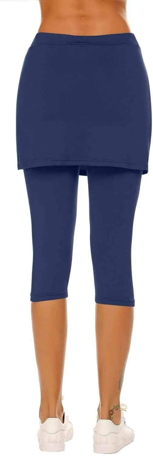 Skirted Leggings for Women 2025 Tennis Golf Skorts Plus Size Skirts Gym Athletic Capris Pickleball Yoga Outfit