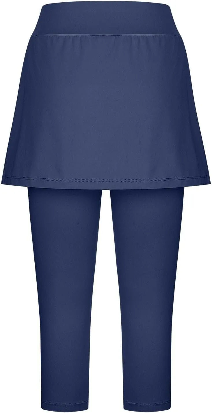 Skirted Leggings for Women 2025 Tennis Golf Skorts Plus Size Skirts Gym Athletic Capris Pickleball Yoga Outfit