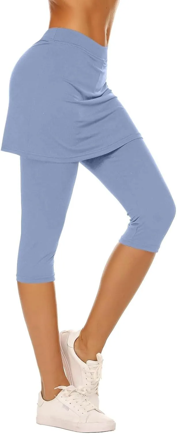 Skirted Leggings for Women 2025 Tennis Golf Skorts Plus Size Skirts Gym Athletic Capris Pickleball Yoga Outfit
