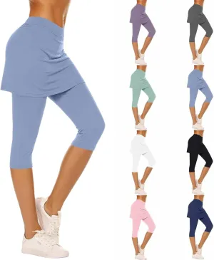Skirted Leggings for Women 2025 Tennis Golf Skorts Plus Size Skirts Gym Athletic Capris Pickleball Yoga Outfit