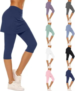 Skirted Leggings for Women 2025 Tennis Golf Skorts Plus Size Skirts Gym Athletic Capris Pickleball Yoga Outfit