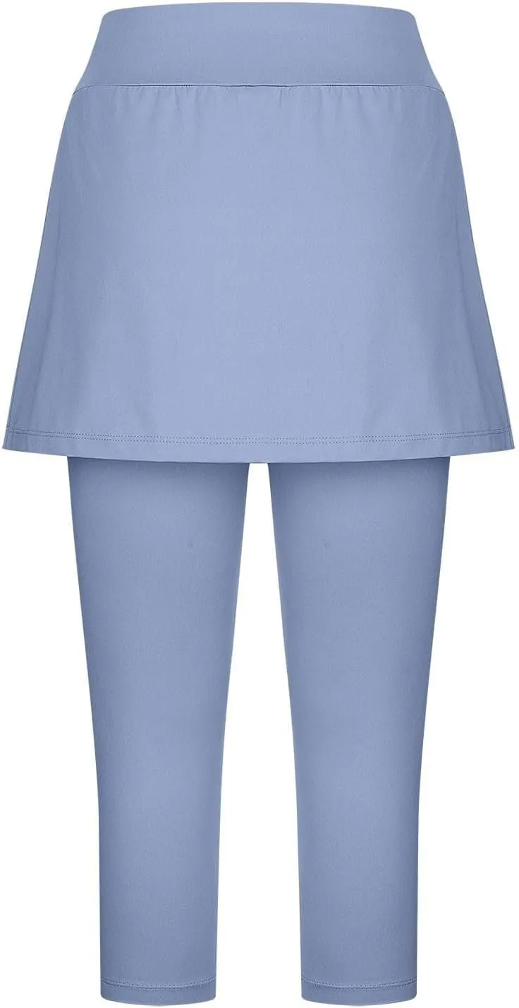Skirted Leggings for Women 2025 Tennis Golf Skorts Plus Size Skirts Gym Athletic Capris Pickleball Yoga Outfit