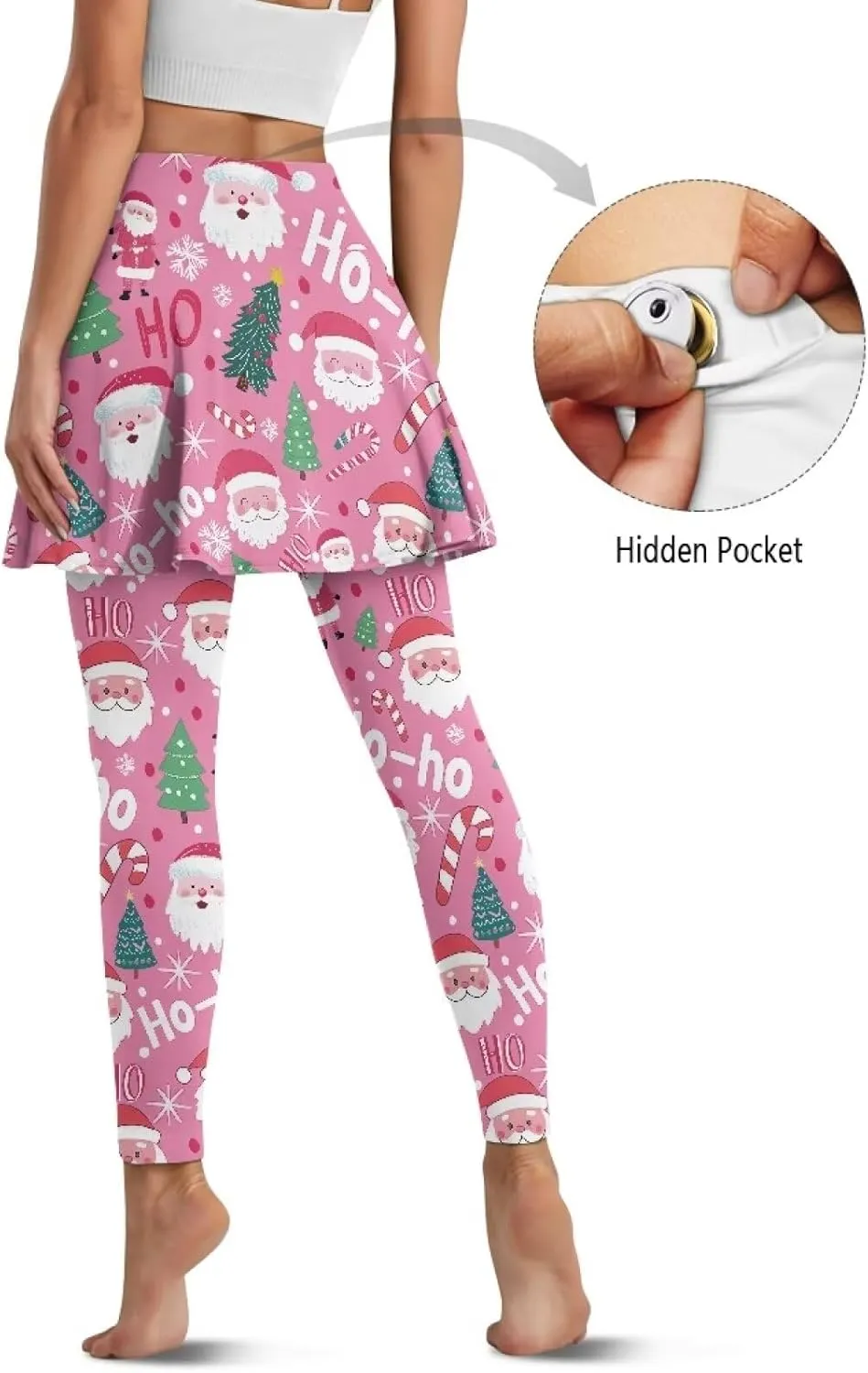 Skirted Leggings for Women with Pockets High Waisted Golf Tennis Yoga Pants with Skirt for Running Workout XS-3XL