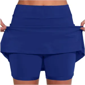 Skorts for Woman Fashion Casual High Waisted Solid Color Tennis Skirt Yoga Sports Active Mini Skirt with Shorts