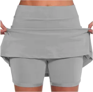 Skorts for Woman Fashion Casual High Waisted Solid Color Tennis Skirt Yoga Sports Active Mini Skirt with Shorts