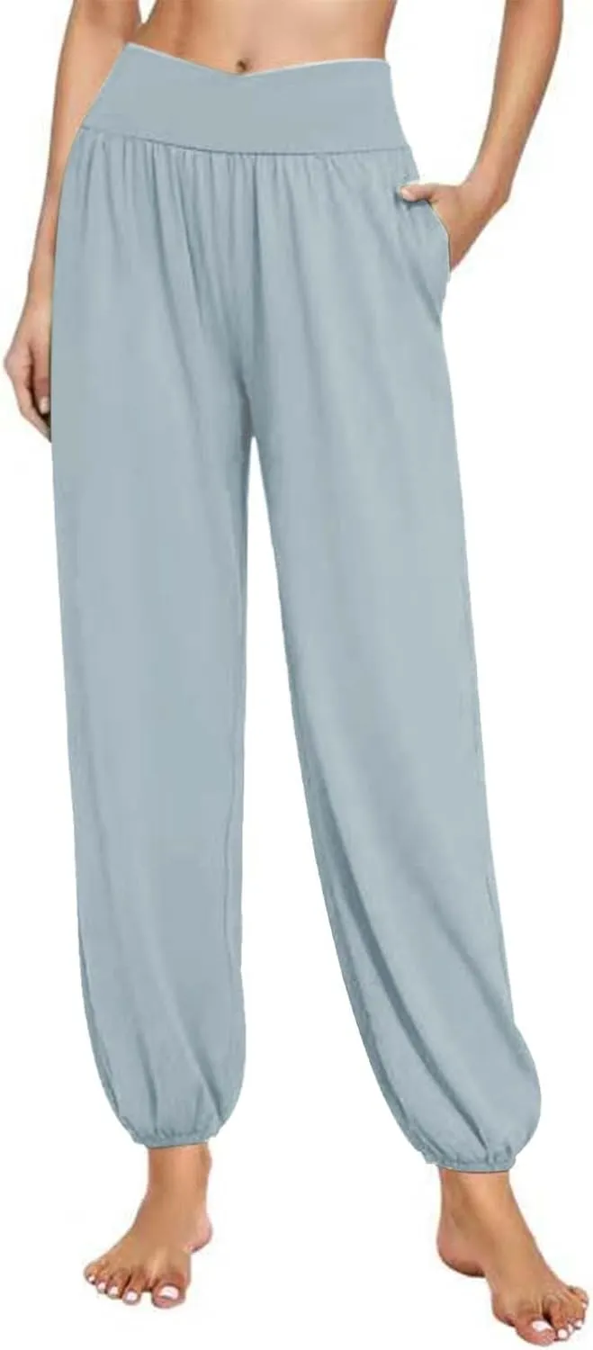 SMIDOW Women's Harem Pants Casual Loose Solid High Waist Yoga Pants Workout Running Joggers Sweatpants Comfy Lounge Trousers
