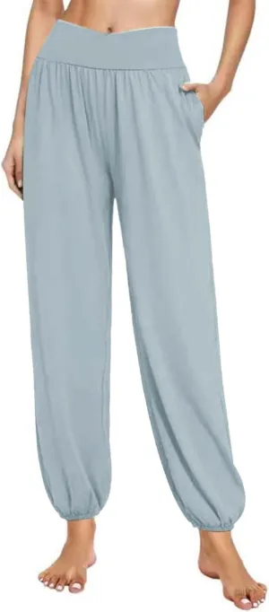 SMIDOW Women's Harem Pants Casual Loose Solid High Waist Yoga Pants Workout Running Joggers Sweatpants Comfy Lounge Trousers