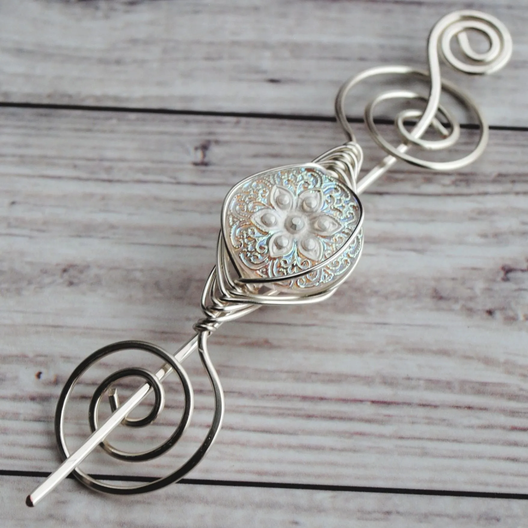 Starflower Shimmer Shawl Pin- Noteworthy Czech Glass