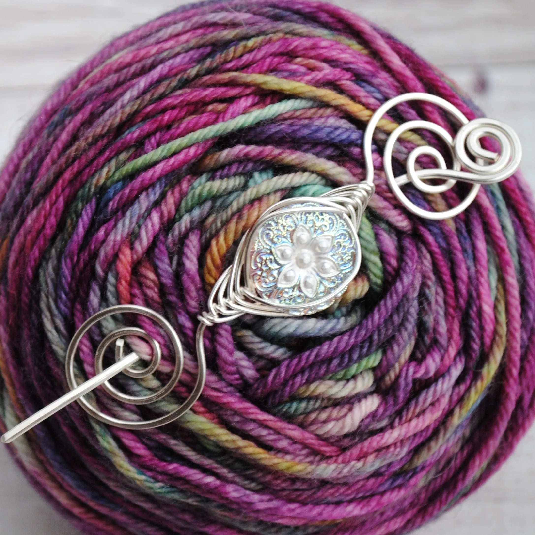 Starflower Shimmer Shawl Pin- Noteworthy Czech Glass