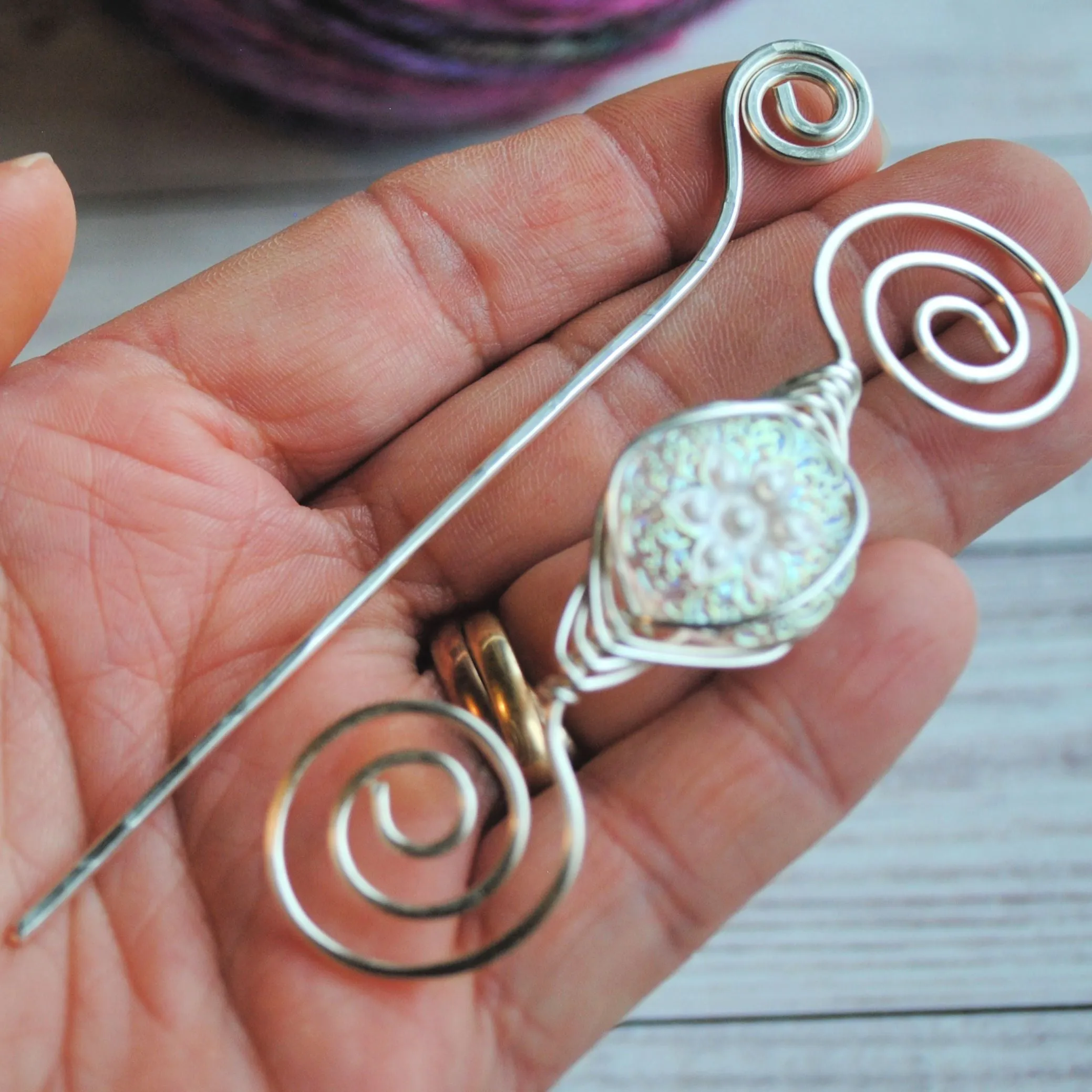 Starflower Shimmer Shawl Pin- Noteworthy Czech Glass