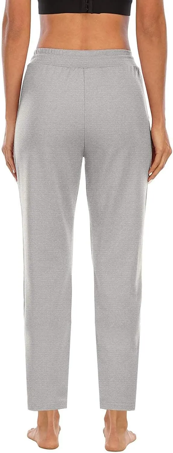Straight Leg Pants for Women Casual Elastic Waist Drawstring Yoga Pants with Pockets Workout Running Sweatpants