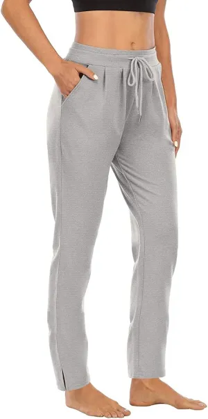 Straight Leg Pants for Women Casual Elastic Waist Drawstring Yoga Pants with Pockets Workout Running Sweatpants