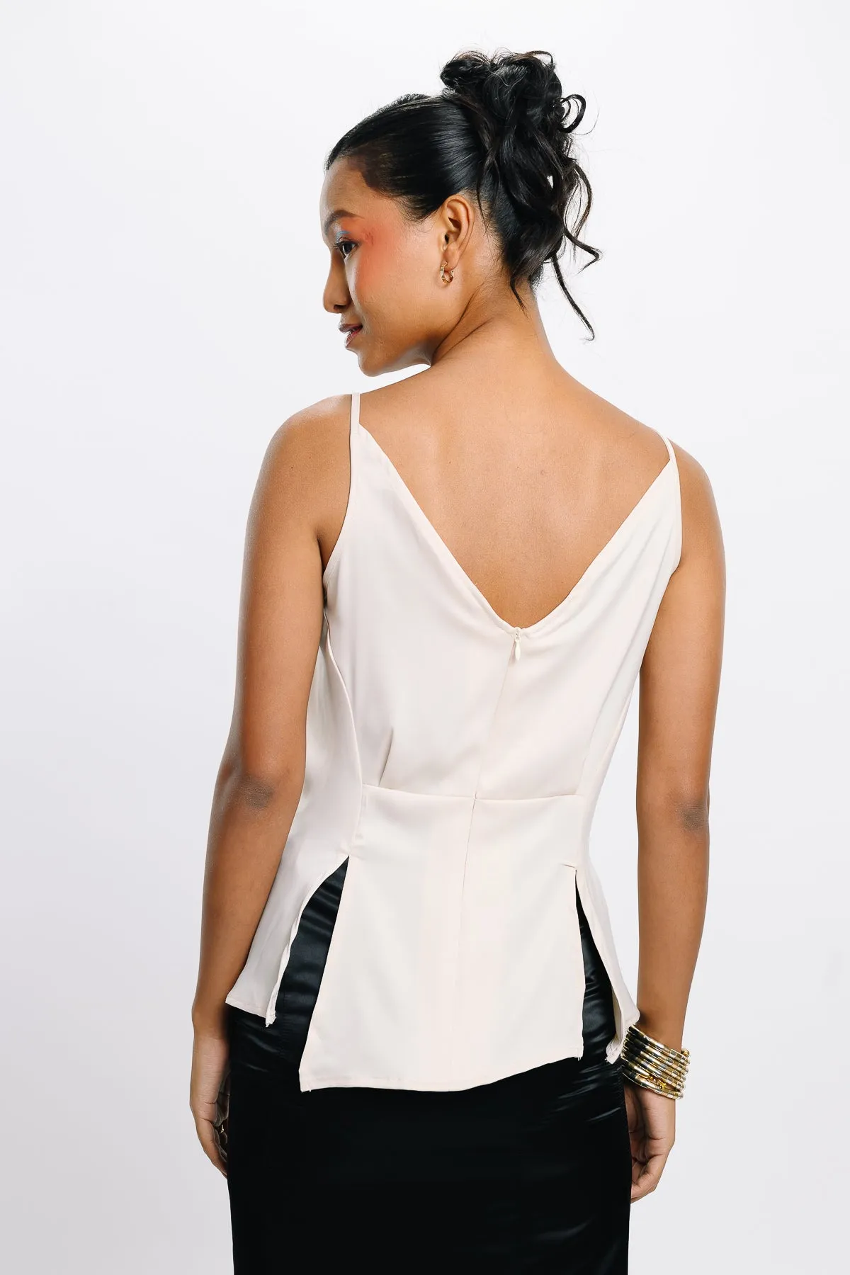 Strappy Cream Asymmetric Top