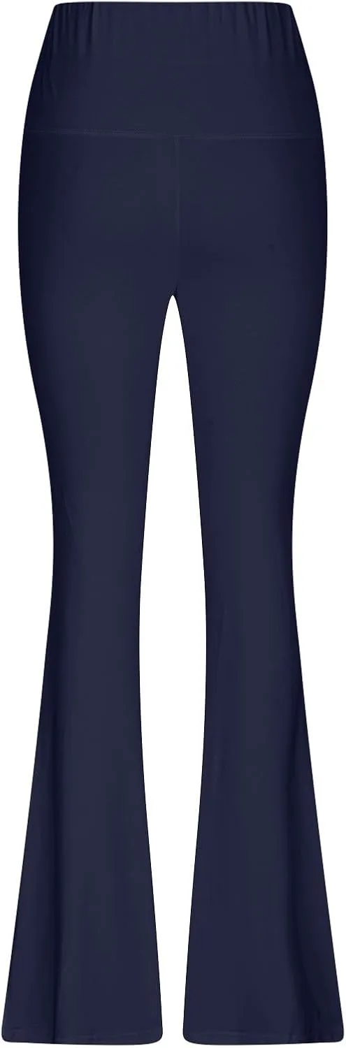 Stretch High Waist Leggings for Women Regular Fitted Solid Flared Pants Active Workout Yoga Pants Seamless Trousers