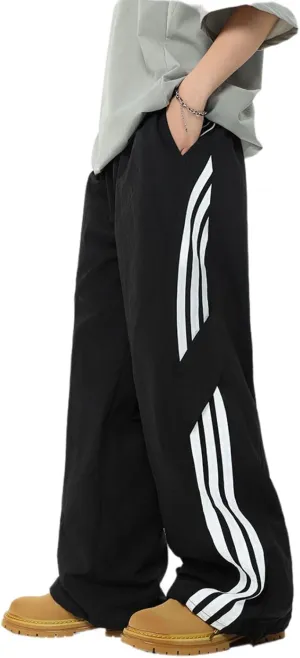 Striped Baggy Parachute Pants Y2k Track Pants Unisex Streetwear Fashion Drawstring Sweatpants