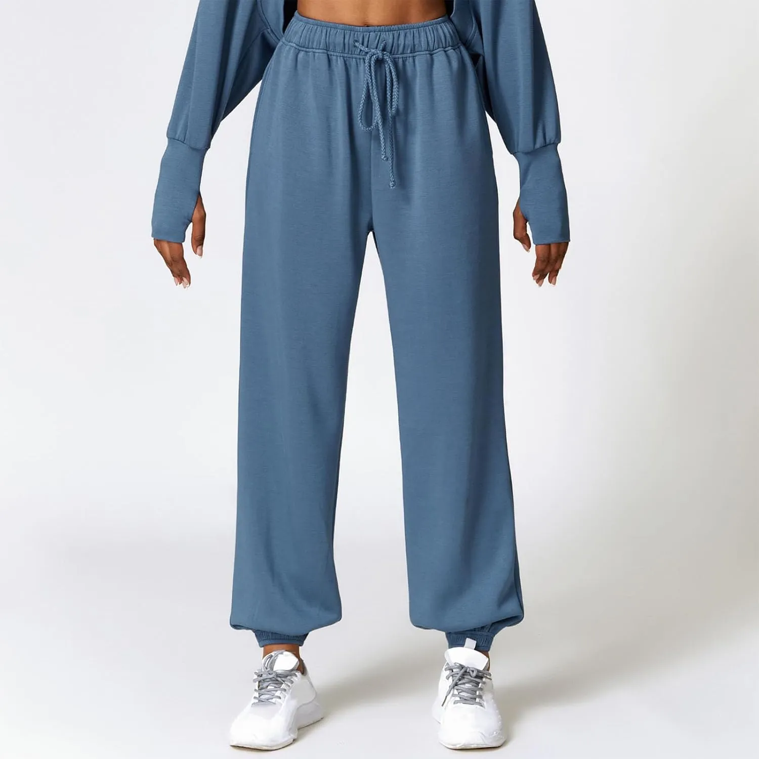 Sunwittafy Women's High Waist Sweatpants Lined Fleece Joggers with Pockets Lounge Athletic Workout Sweat Pants Trousers