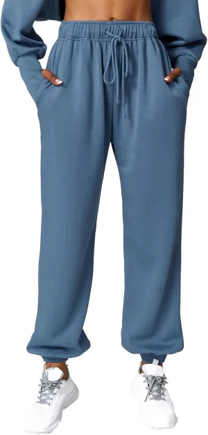 Sunwittafy Women's High Waist Sweatpants Lined Fleece Joggers with Pockets Lounge Athletic Workout Sweat Pants Trousers