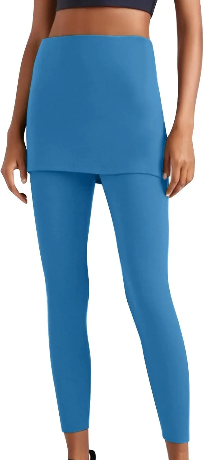 Tennis Skirted Leggings with Pockets for Women Active Skort Athletic Ruffle Pleated Golf Skapri with Skirts
