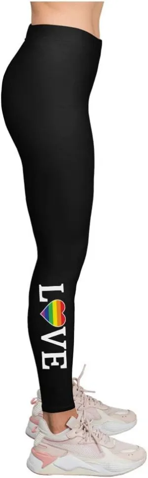 Tstars Love Rainbow Heart Leggings for Women Teen Girls LGBTQ Gifts Equality Pride Month Hearts Womens Tights