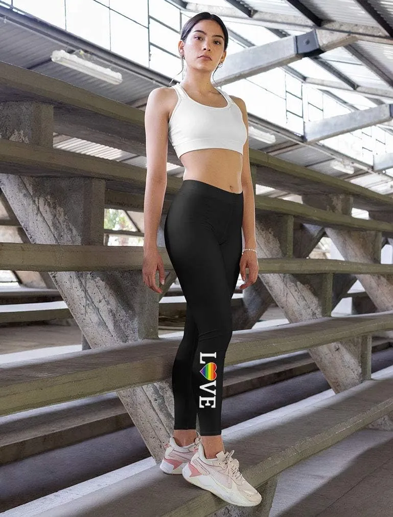 Tstars Love Rainbow Heart Leggings for Women Teen Girls LGBTQ Gifts Equality Pride Month Hearts Womens Tights