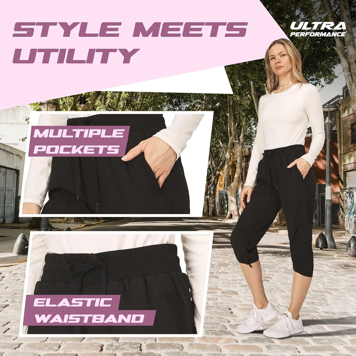 Ultra Performance Capri Pants for Women 2 Pack Womens Capris Hiking Capri Pants Summer Clothes for Women (Avail in Plus Size)