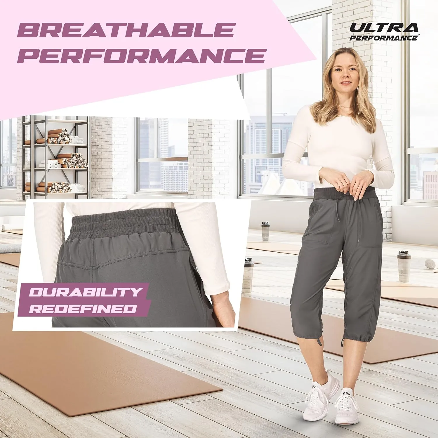 Ultra Performance Capri Pants for Women 2 Pack Womens Capris Hiking Capri Pants Summer Clothes for Women (Avail in Plus Size)