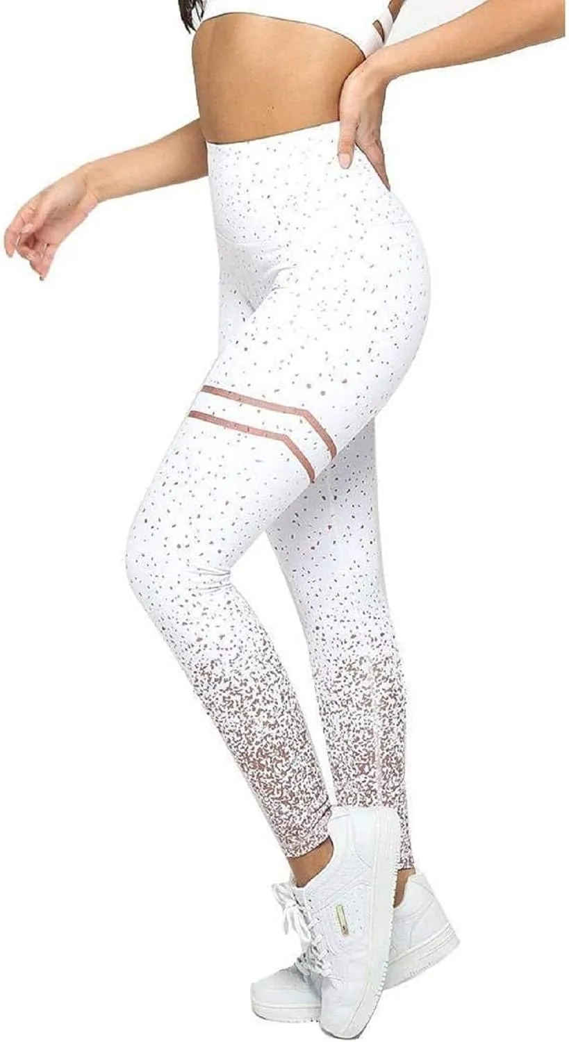 VARWANEO Women Yoga Pants Hot Stamping Leggings High Waist Stretch Fitness Track Pants