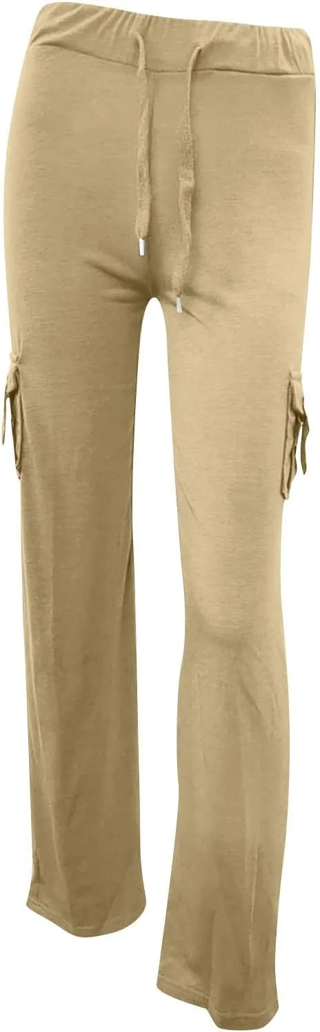 Wide Leg Cargo Pants for Women with Pockets Drawstring High Waisted Yoga Pants Trouser Style Yoga Pants Tall