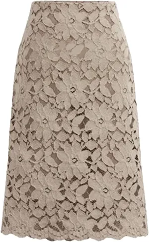 Women Lace Elegant Office Skirts Pencil Bandage Skirt Knee-Length High Waist