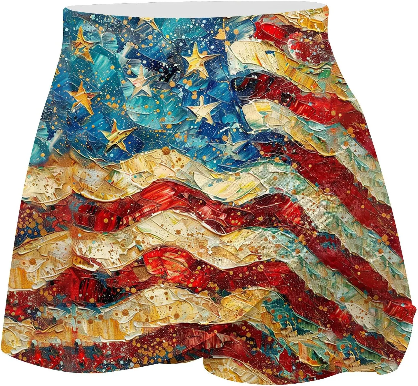 Women Tennis Skorts American Flag Patriotic Golf Skirts with Shorts Independence Day Stretchy Skirts Athletic Skorts