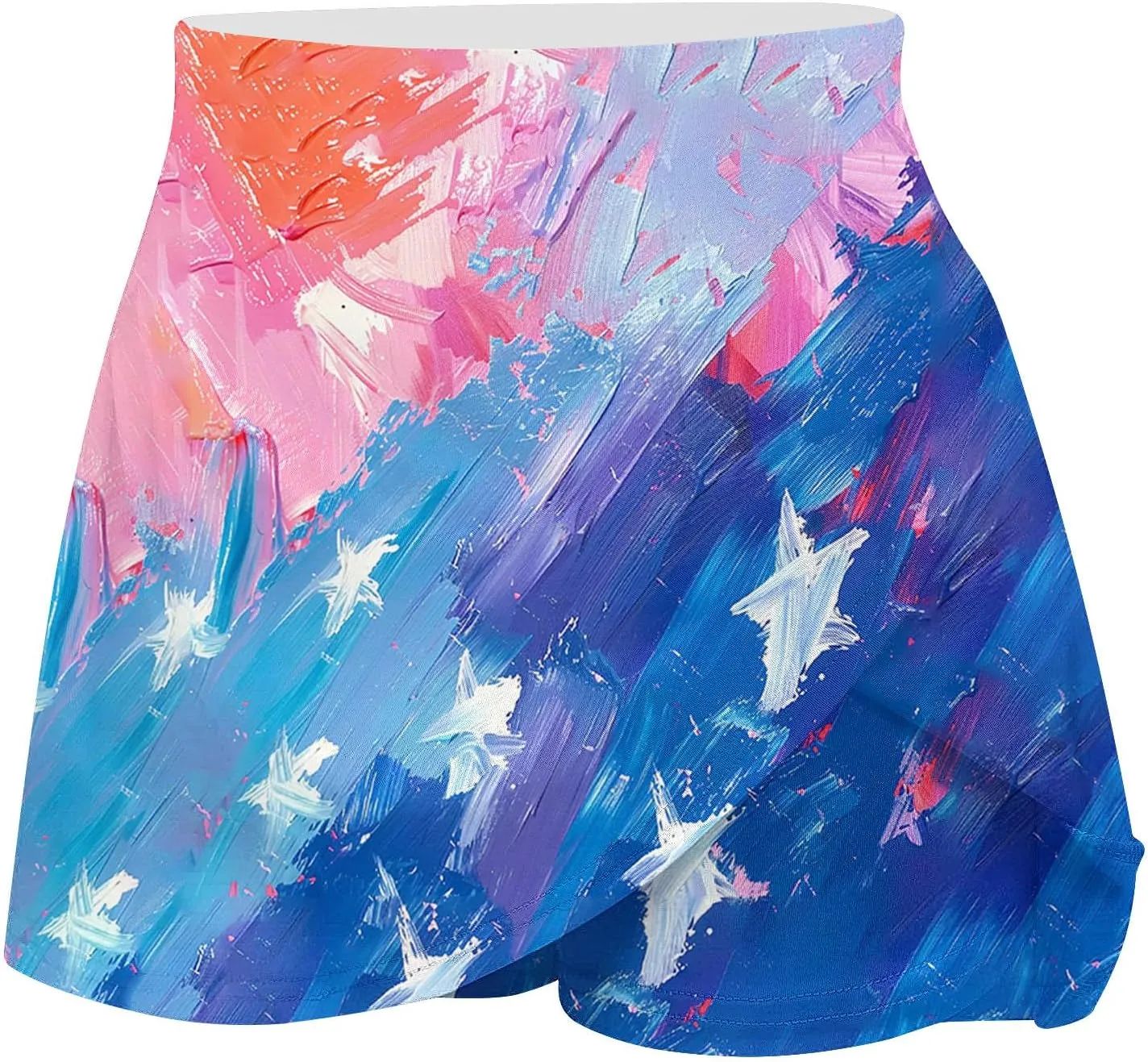 Women Tennis Skorts American Flag Patriotic Golf Skirts with Shorts Independence Day Stretchy Skirts Athletic Skorts