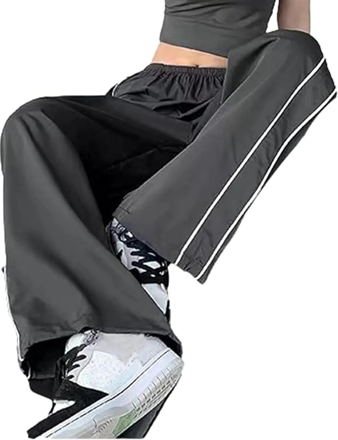 Women Y2K Baggy Pants Wide Leg Parachute Casual Sweatpants Track Pants with Pockets