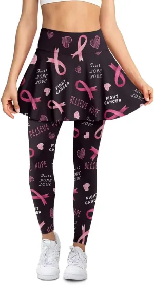Women Yoga Legging with Skirt High Waisted Slim Full-Length Running Workout Skirted Yoga Pants with Pockets XS-3XL